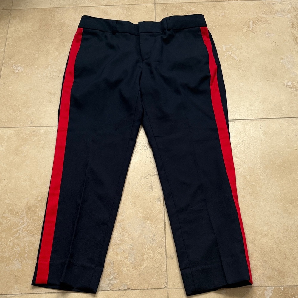Banana Republic Women’s Navy Cropped Pants with Red Stripes Petite Size 4